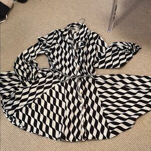 Indulge Black and White Long Sleeve Dress